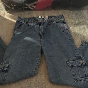 Blue Denim Cargo Jeans